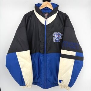 Vintage Starter Kentucky Wildcats Full Zip Puffer Jacket Mens XL Black Blue